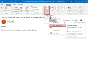 Quickly Recall an Email in Outlook